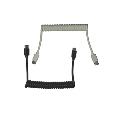 Coiled Dual Type C to USB Male Y Splitter Charger Cable