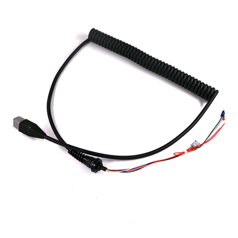 Ring Terminal to Square Connector Spiral Wire Cable Harness Assembly Ring Terminal to Square Connector Spiral Wire Cable Harness Assembly